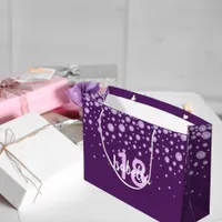 18th birthday purple monogram name diamonds large gift bag