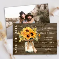 Rustic Sunflower Mason Jar Save the Date