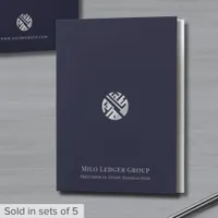 Modern Navy Blue Silver Logo Presentation Folder