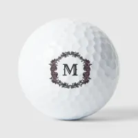 Elegant Purple and Silver Framed Monogram  Golf Balls