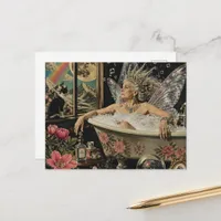Fairy elder woman with Grey Hair in the bathtub Postcard