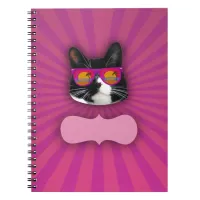 Personalizable Sunglasses Wearing Tuxedo Cat Fun  Notebook