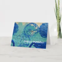 Blue Spots Mixed Media, Happy Birthday! Card