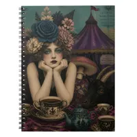 Woman Drinks Tea at the Circus With Black Goat Notebook