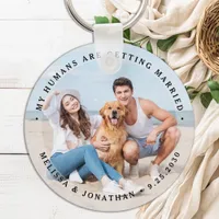 Custom Modern Engagement Pet Wedding Dog Photo Keychain