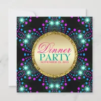 Blacklight Sparkle Magical Dinner Party Invitation