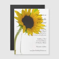 Yellow Sunflower on White Wedding Magnetic Invitation