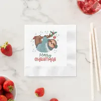 Lazy Sloth Christmas  Napkins