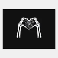Skeleton Hands Cobweb Heart (White) Classic Sign