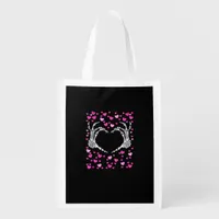 Skeleton Hand Heart Valentines Day Funny Viral Grocery Bag