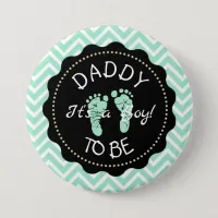 Dad to be Sage Green Chevron Baby Shower button