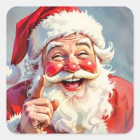 Funny Vintage Santa Claus Christmas Square Sticker