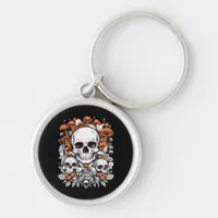 Whimsigoth Skulls & Mushrooms Vintage Botanical Ae Keychain