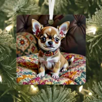 Chihuahua Personalized Christmas Metal Ornament