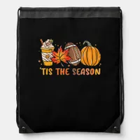 Tis The Season Football Fall Thanksgiving Football Drawstring Bag
