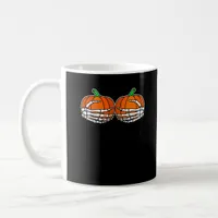 Skeleton Hand On Chest Pumpkin Halloween Women Coffee Mug