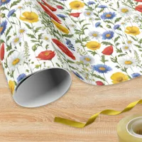 Botanical Wildflowers Watercolor Colorful Floral  Wrapping Paper