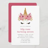 Floral Unicorn Birthday Party Invitation