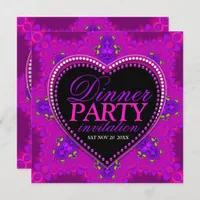 Pink Bohemian Groovy Girl Love Dinner Party Invitation