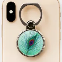 Hand Drawn Peacock Feather  Phone Ring Stand