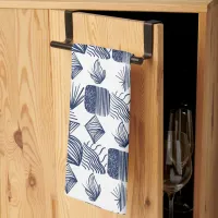 Bold Caribbean Tribal Mudcloth: White, Navy Blue Kitchen Towel