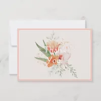 Blush Pink water color Flowers Spring Wedding Thank You Card