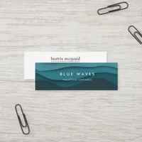 Modern Blue Ocean Waves Mini Business Card