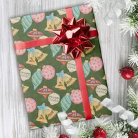 Whimsical Nostalgic Christmas Ornaments Cute Fun Wrapping Paper