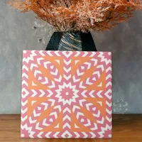 Orange and Pink Modern Mosaic Geometric Pattern Ceramic Tile