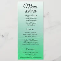 Decorative  Elegant Black Green Wedding Menu Card