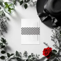 Black and White Checkered Pattern Invitation Invitation Belly Band