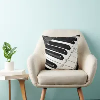 Personalized Black & White Music Themed Piano Keys Throw Pillow