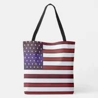 Modern Embossed American Flag Tote Bag