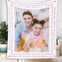 Chic MOM Personalized Photo Pink Mother's Day Fleece Blanket