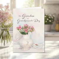 Grandparents Day for Grandma Vintage Pink Floral Card