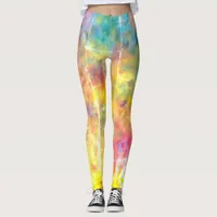 [Painter's Cloth]  Distressed Rainbow Tie-Dye Leggings