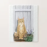 Ginger Cat and Lavender Door Art Jigsaw Puzzle