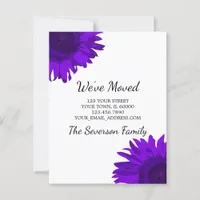 Bright Purple Sunflowers Change of Address Announcement