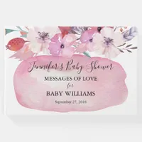 Pink Watercolor Floral Tribal Baby Shower Guest Book