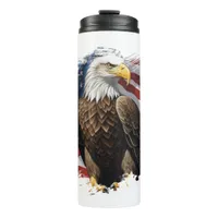 *~*  AP16  America Bald Eagl EAGLE Flag Patriotic  Thermal Tumbler