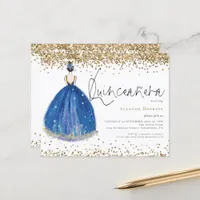 Budget Glitter Navy Gown Quinceanera Invitation