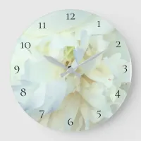 *~* White Peony Photo with Blue Tinge Large Clock