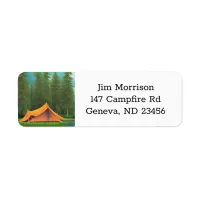 Camping Themed | Tent on the Lake and Mountains Label