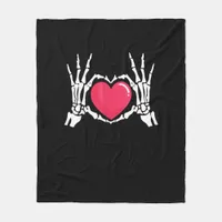 Skeleton Hand Heart Halloween Fleece Blanket