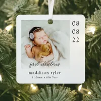 Baby's First Christmas Photo  Metal Ornament