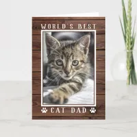 Rustic World's Best Cat Dad Father's Day Photo Card