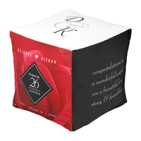 Elegant 26th Rose Wedding Anniversary Celebration Pouf