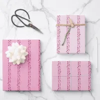 Sweet Pastel & Bold Pink Watercolor Heart Striped Wrapping Paper Sheets