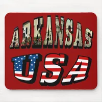 Arkansas Picture and USA Flag Text Mouse Pad
