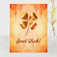 Warm Orange Gold Vintage Style Good Luck Wishes Card